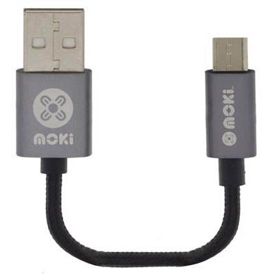 Image for MOKI SYNCHARGE BRAIDED CABLE USB-A TO MICRO-USB 100MM BLACK from Prime Office Supplies