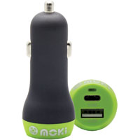 moki car charger+ usb-a and usb-c 3.0 black