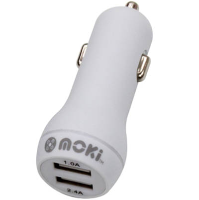 Image for MOKI USB CAR CHARGER DUAL WHITE from Office Heaven