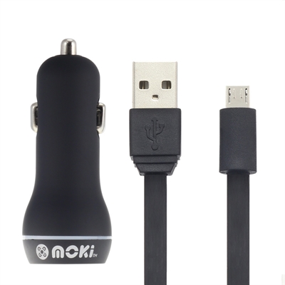 Image for MOKI CAR CHARGER AND SYNCHARGE CABLE USB-A TO MICRO-USB 900MM BLACK from BusinessWorld Computer & Stationery Warehouse