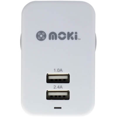 Image for MOKI USB WALL CHARGER DUAL WHITE from Mitronics Corporation