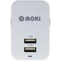 moki usb wall charger dual white