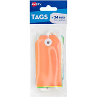 avery 13206 swing tags with string 96 x 48mm bright assorted pack 24