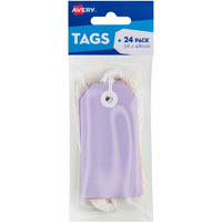 avery 13207 swing tags with string 96 x 48mm pastel assorted pack 24
