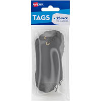 avery 13208 scallop tags with string 85 x 45mm black pack 25