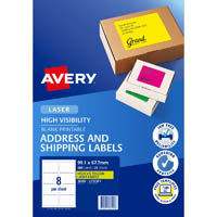 avery 36102 l7165fy high visibility shipping label laser 8up fluoro yellow pack 25