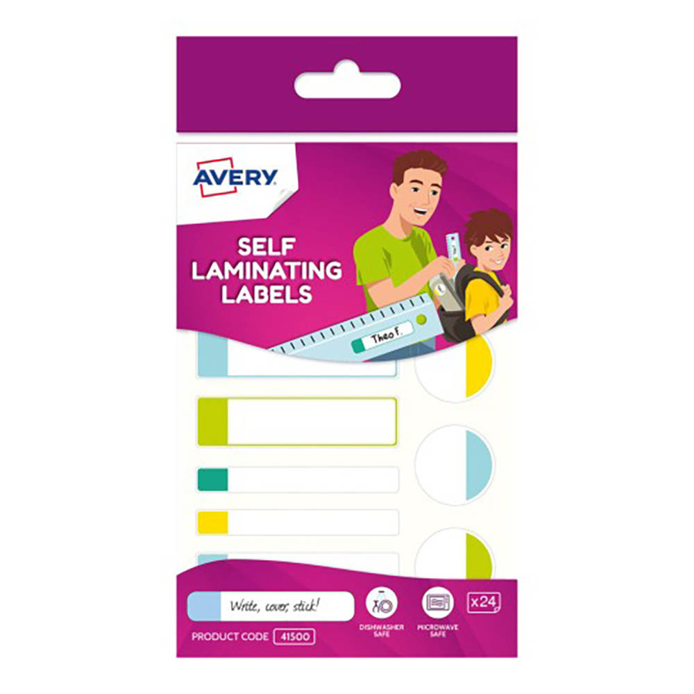 Image for AVERY 41500 KIDS SELF LAMINATING LABELS ASSORTED SHAPES PACK 24 from ONET B2C Store