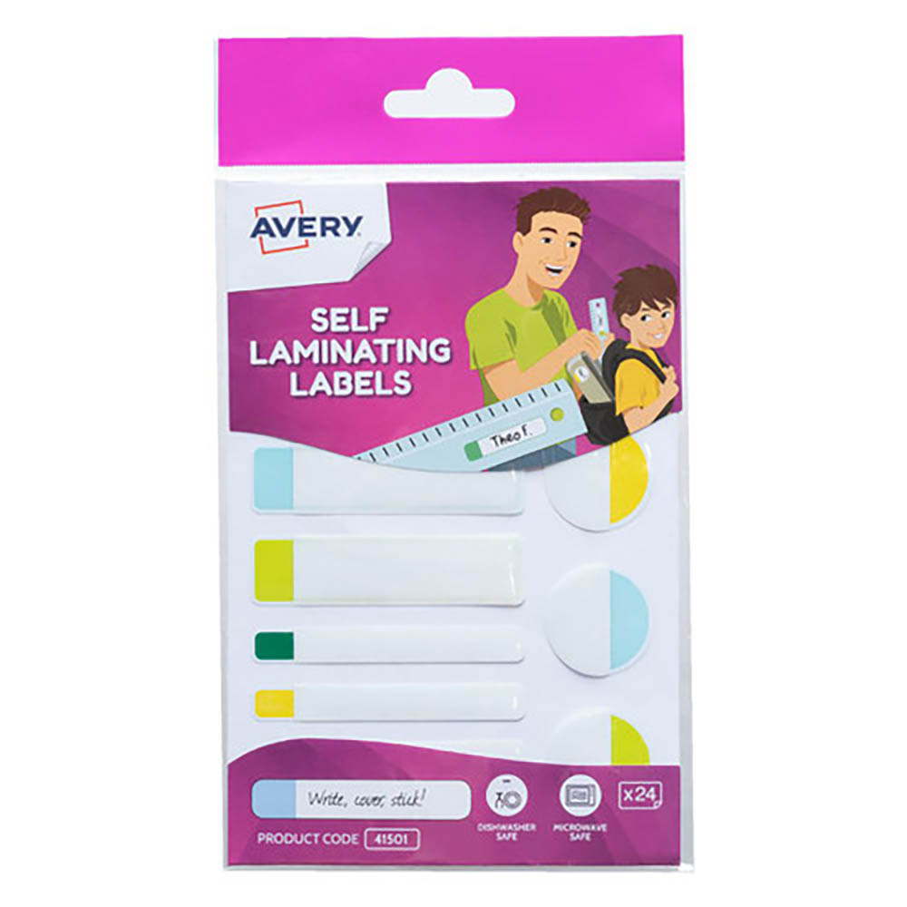 Image for AVERY 41501 KIDS SELF LAMINATING LABELS ASSORTED SHAPES NEON PACK 24 from Mercury Business Supplies