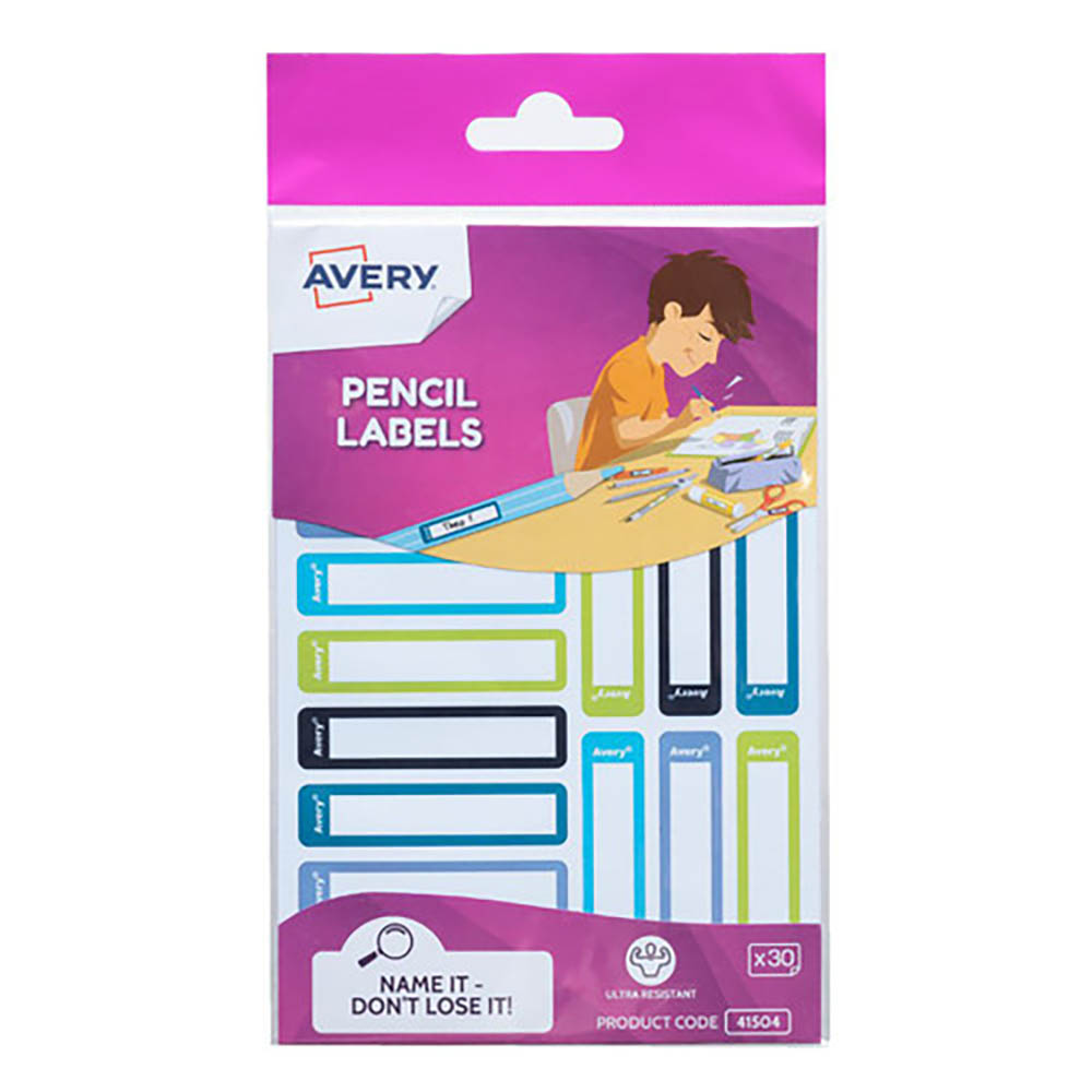 Image for AVERY 41504 KIDS PENCIL LABELS BLUE AND GREEN PACK 30 from Challenge Office Supplies
