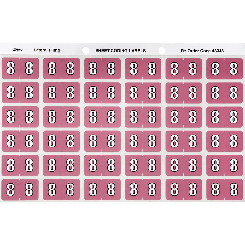 AVERY 43348 LATERAL FILE LABEL SIDE TAB YEAR CODE 8 25 X 38MM MAUVE PACK 180 |  | 7001450