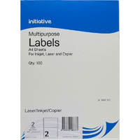 initiative multi-purpose labels 2up 65gsm 199.6 x 143.5mm pack 100