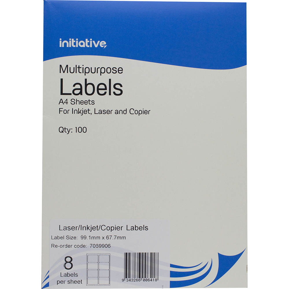 Image for INITIATIVE MULTI-PURPOSE LABELS 8UP 99.1 X 67.7MM PACK 100 from Positive Stationery
