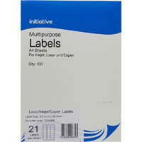 initiative multi-purpose labels 21up 65gsm 63.5 x 38.1mm pack 100