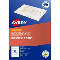 avery 70450 ij39 leathergrain business card 200gsm 90 x 52mm white pack 200