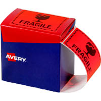 avery 932603 message label fragile 75 x 99.6mm fluoro orange pack 750