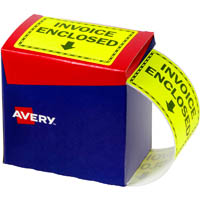 avery 932619 message label invoice enclosed 75 x 99.6mm fluoro yellow pack 750