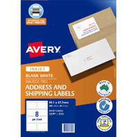 avery 936089 j8165 shipping labels inkjet 8up white pack 50