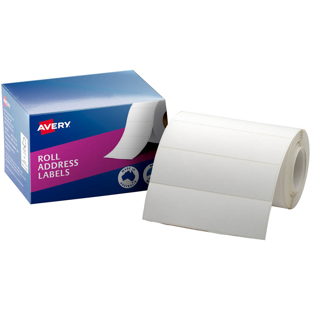 Image for AVERY 937110 ADDRESS LABEL 125 X 36MM ROLL WHITE BOX 500 from Australian Stationery Supplies