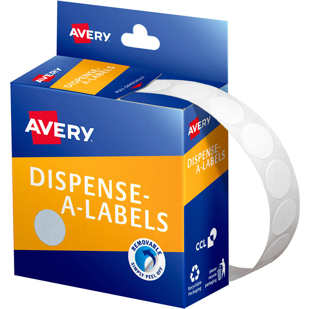 Image for AVERY 937200 ROUND LABEL DISPENSER 14MM WHITE BOX 1200 from Clipboard Stationers & Art Supplies