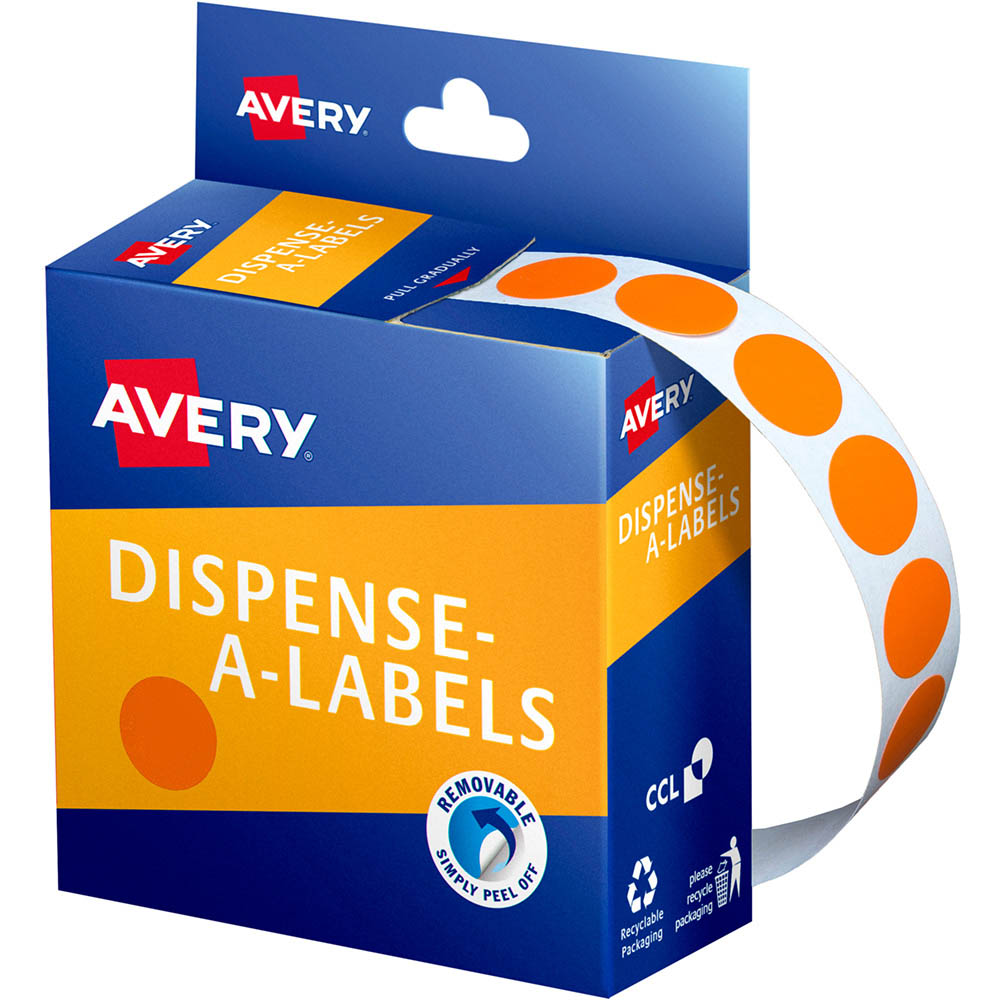 Image for AVERY 937240 ROUND LABEL DISPENSER 14MM ORANGE BOX 1050 from Memo Office and Art