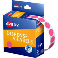 avery 937241 round label dispenser 14mm pink box 1050