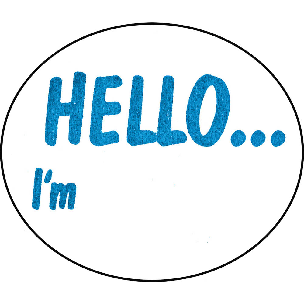 Image for AVERY 937263 MESSAGE LABELS HELLO IM 58 X 43MM OVAL BOX 100 from Mitronics Corporation