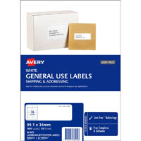 avery 938202 l7162 general use label laser/inkjet 16up white pack 100