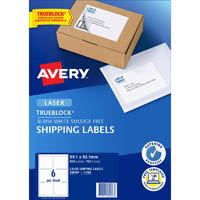 avery 959007 l7166 trueblock shipping label laser 6up white pack 100