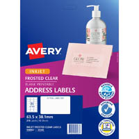 avery 958067 j8560 frosted clear address label inkjet clear 21up pack 10