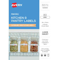 avery ae9009 printable kitchen and pantry labels 66 x 15mm textured white pack 80