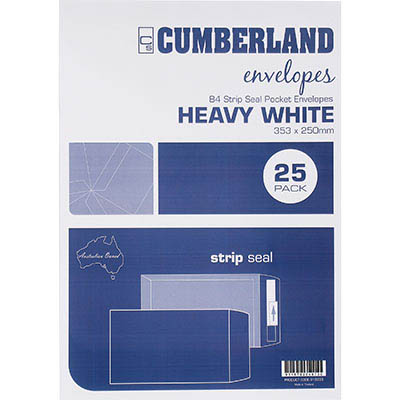 CUMBERLAND B4 ENVELOPES POCKET PLAINFACE STRIP SEAL 100GSM 353 X 250MM WHITE PACK 25 |  | 7006601i