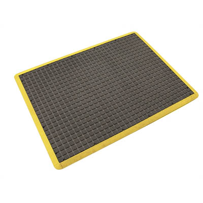 Image for AIR GRID ANTI-FATIGUE MAT 900 X 1200MM BLACK/YELLOW BORDER from Challenge Office Supplies