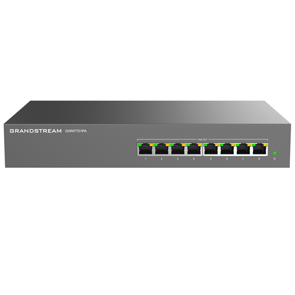 Image for GRANDSTREAM GWN7701PA NETWORK SWITCH UNMANAGED 8 PORT 8 POE BLACK from Office Express