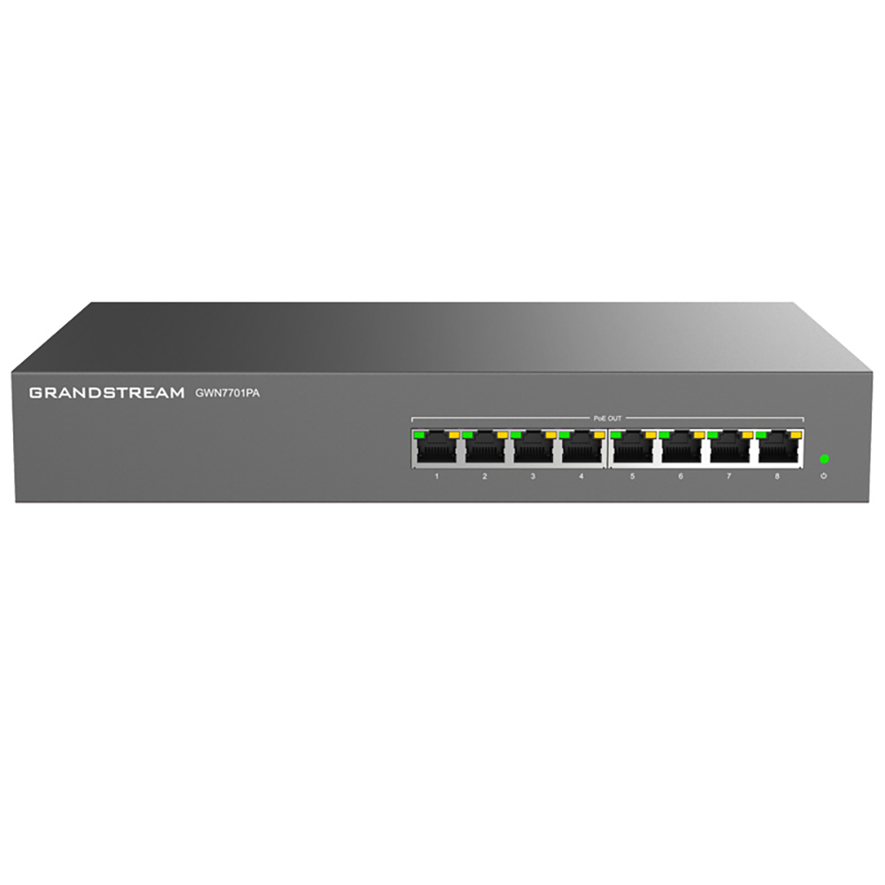Image for GRANDSTREAM GWN7701PA NETWORK SWITCH UNMANAGED 8 PORT 8 POE BLACK from Challenge Office Supplies