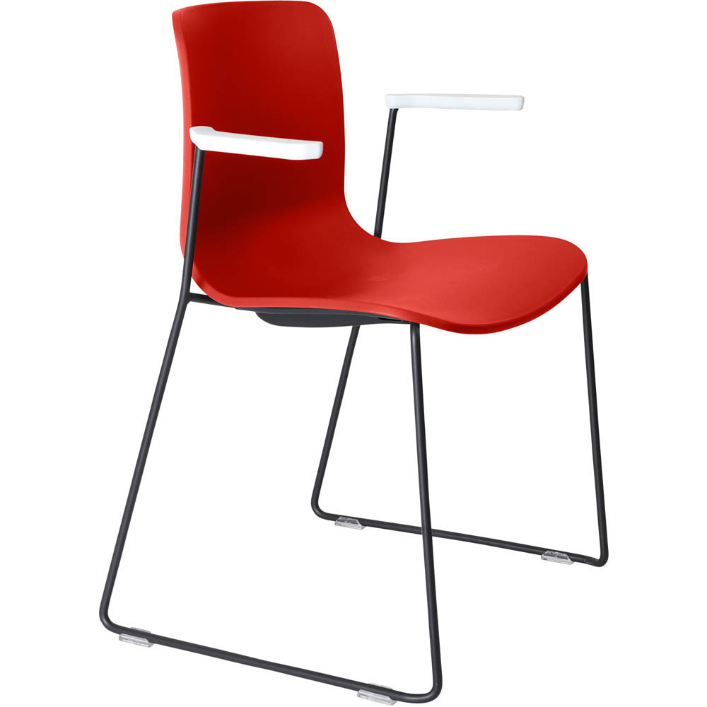 Image for DAL ACTI CHAIR SLED BASE ARMS WHITE ARM-PADS AND BLACK POWDERCOAT FRAME POLYPROP SHELL from Memo Office and Art
