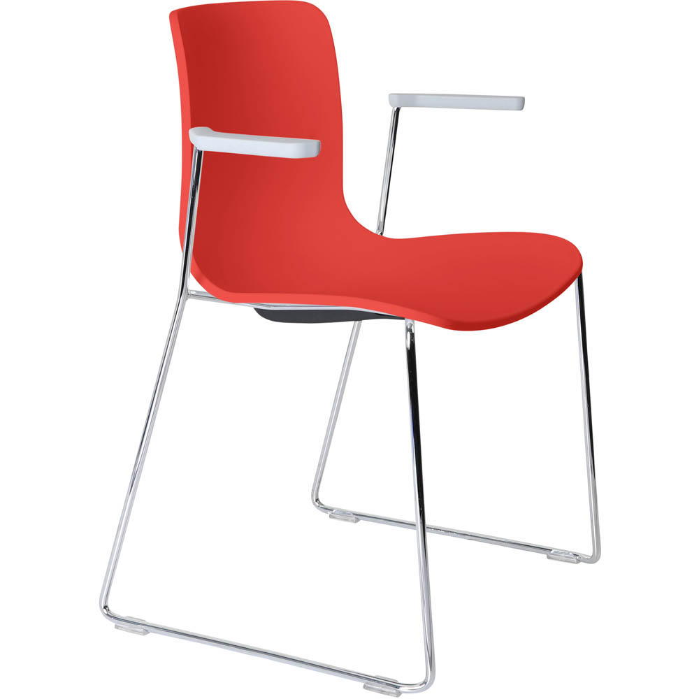 Image for DAL ACTI CHAIR SLED BASE ARMS LIGHT GREY ARM-PADS AND CHROME FRAME POLYPROP SHELL from Mitronics Corporation