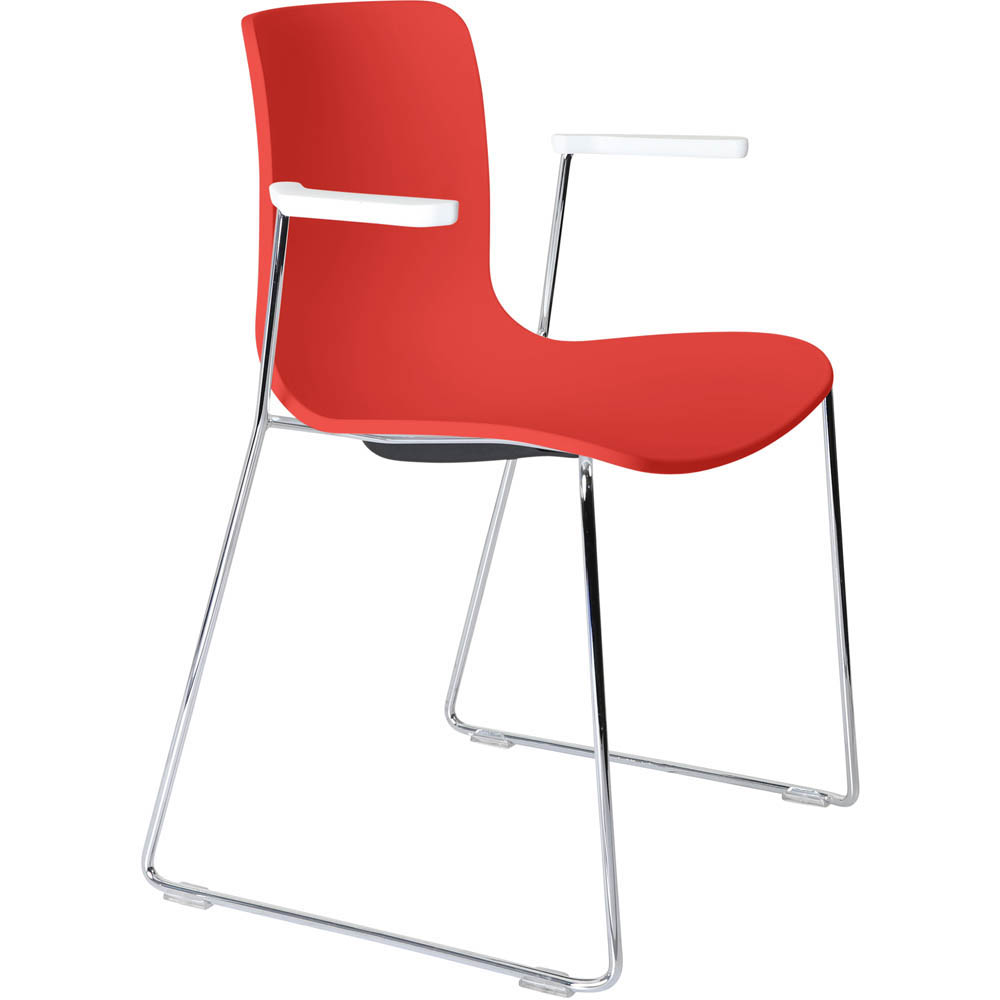 Image for DAL ACTI CHAIR SLED BASE ARMS WHITE ARM-PADS AND CHROME FRAME POLYPROP SHELL from Australian Stationery Supplies