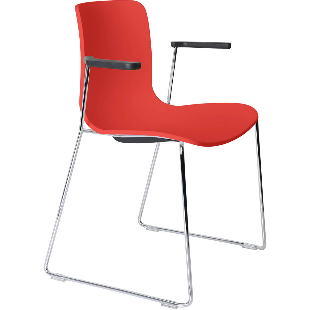 Image for DAL ACTI CHAIR SLED BASE ARMS BLACK ARM-PADS AND CHROME FRAME POLYPROP SHELL from Second Office
