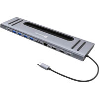 xtrememac docking hub station type-c 12 ports grey