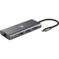 xtrememac type-c hub with 8 ports grey