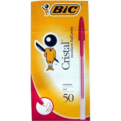 BIC CRISTAL BALLPOINT PENS MEDIUM RED BOX 50 |  | 7011291
