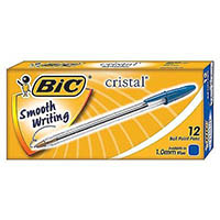 bic cristal ballpoint pens medium blue box 12