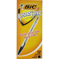 bic cristal ballpoint pens medium black box 12