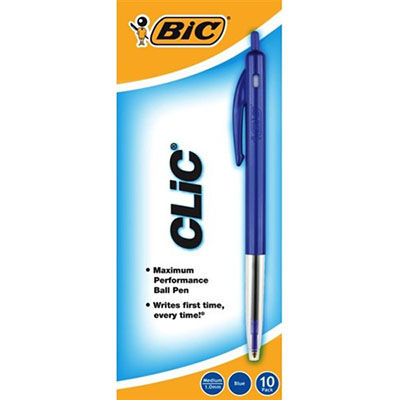 BIC CLIC RETRACTABLE BALLPOINT PEN 1.0MM BLUE BOX 10 |  | 7012341