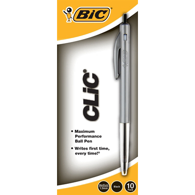 BIC CLIC RETRACTABLE BALLPOINT PEN 1.0MM BLACK BOX 10 |  | 7011275