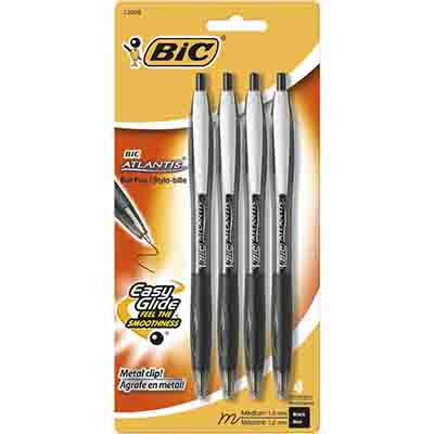 Image for BIC ATLANTIS RETRACTABLE BALLPOINT PEN 1.0MM BLACK PACK 4 from BusinessWorld Computer & Stationery Warehouse