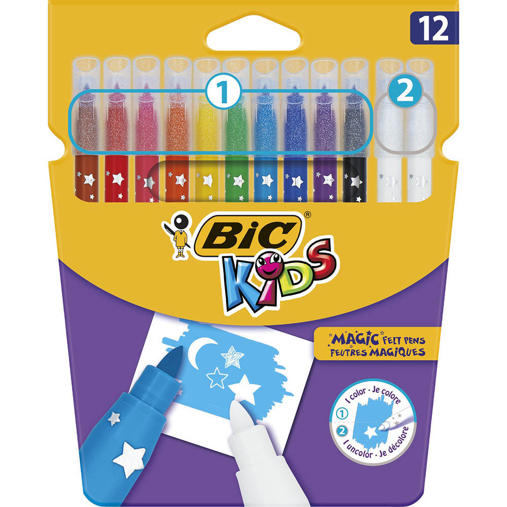 Image for BIC KIDS COLOUR AND ERASE MARKERS MEDIUM ASSORTED PACK 12 from Challenge Office Supplies