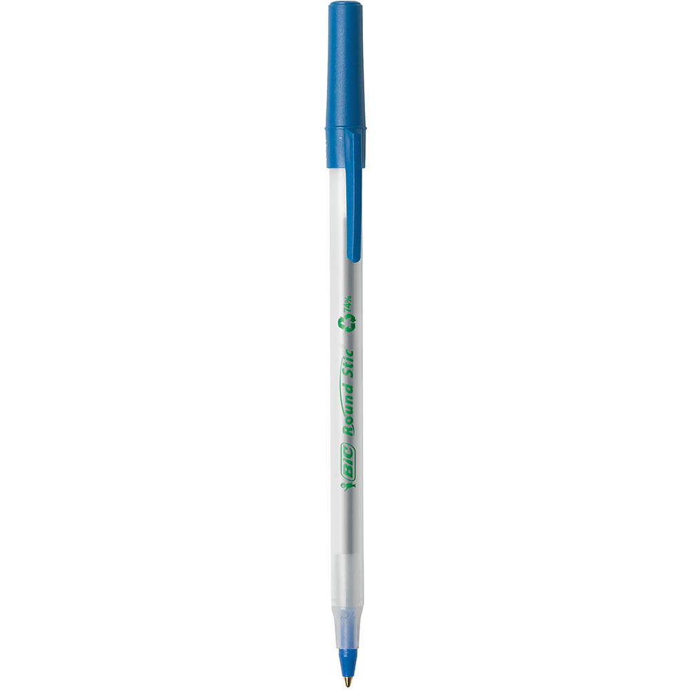 Image for BIC ECOLUTIONS ROUND STIC BALLPOINT PEN MEDIUM BLUE BOX 50 from BusinessWorld Computer & Stationery Warehouse