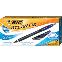 bic atlantis comfort retractable ballpoint pen 1.2mm blue box 12