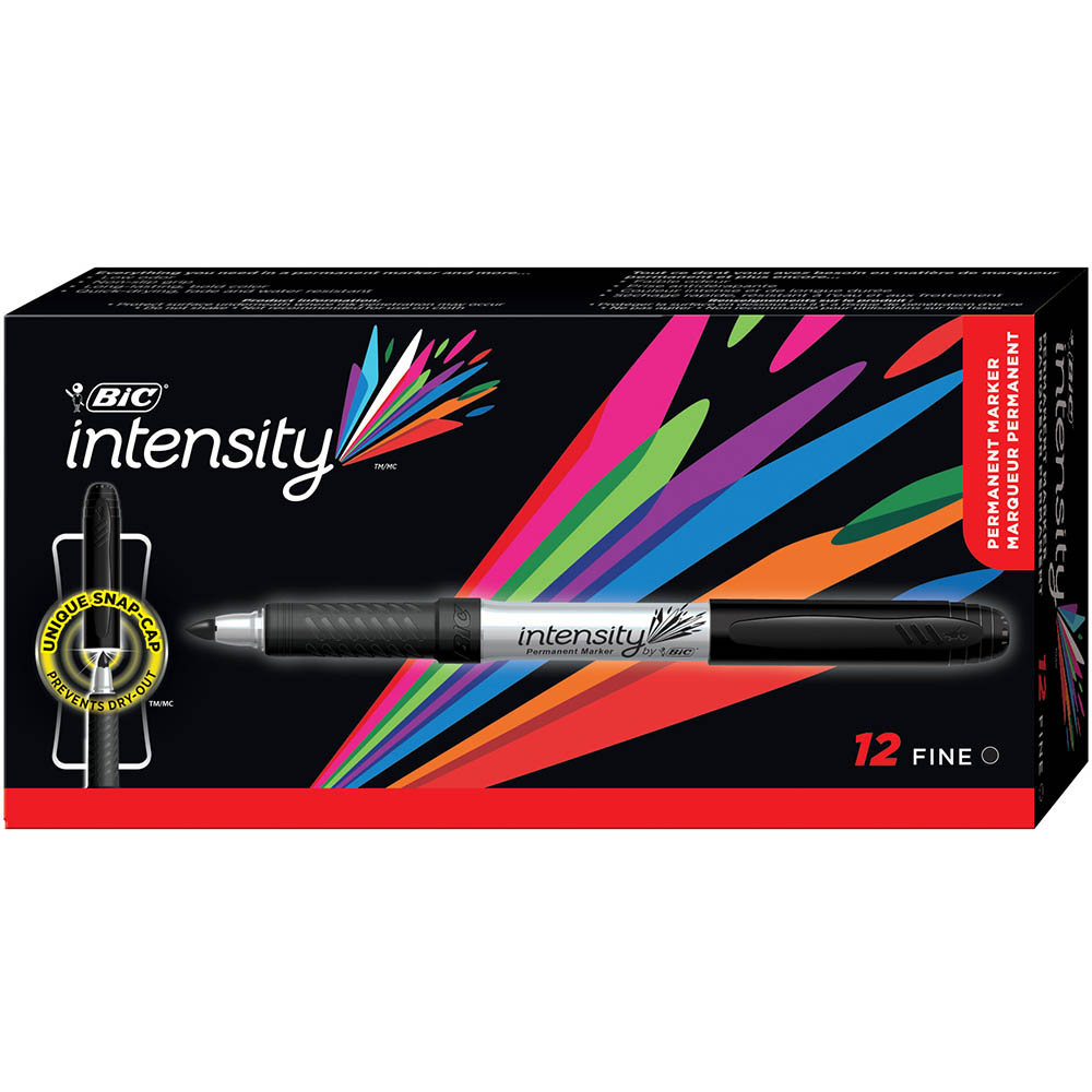 Image for BIC INTENSITY PERMANENT MARKER BULLET FINE BLACK BOX 12 from Mitronics Corporation